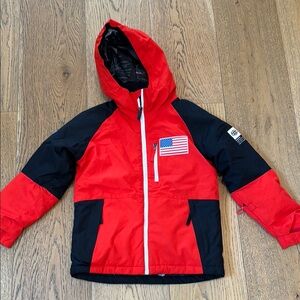 686 Red & Black Hooded Kids' Winter Snow Jacket with USA Patch